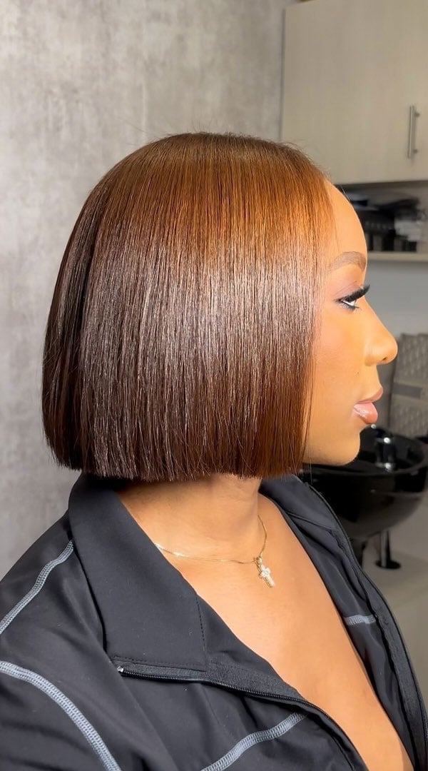 Glossy Chin Length Blunt Bob Glossy Chin Length Blunt Bob — Simple Haircuts for Black Women