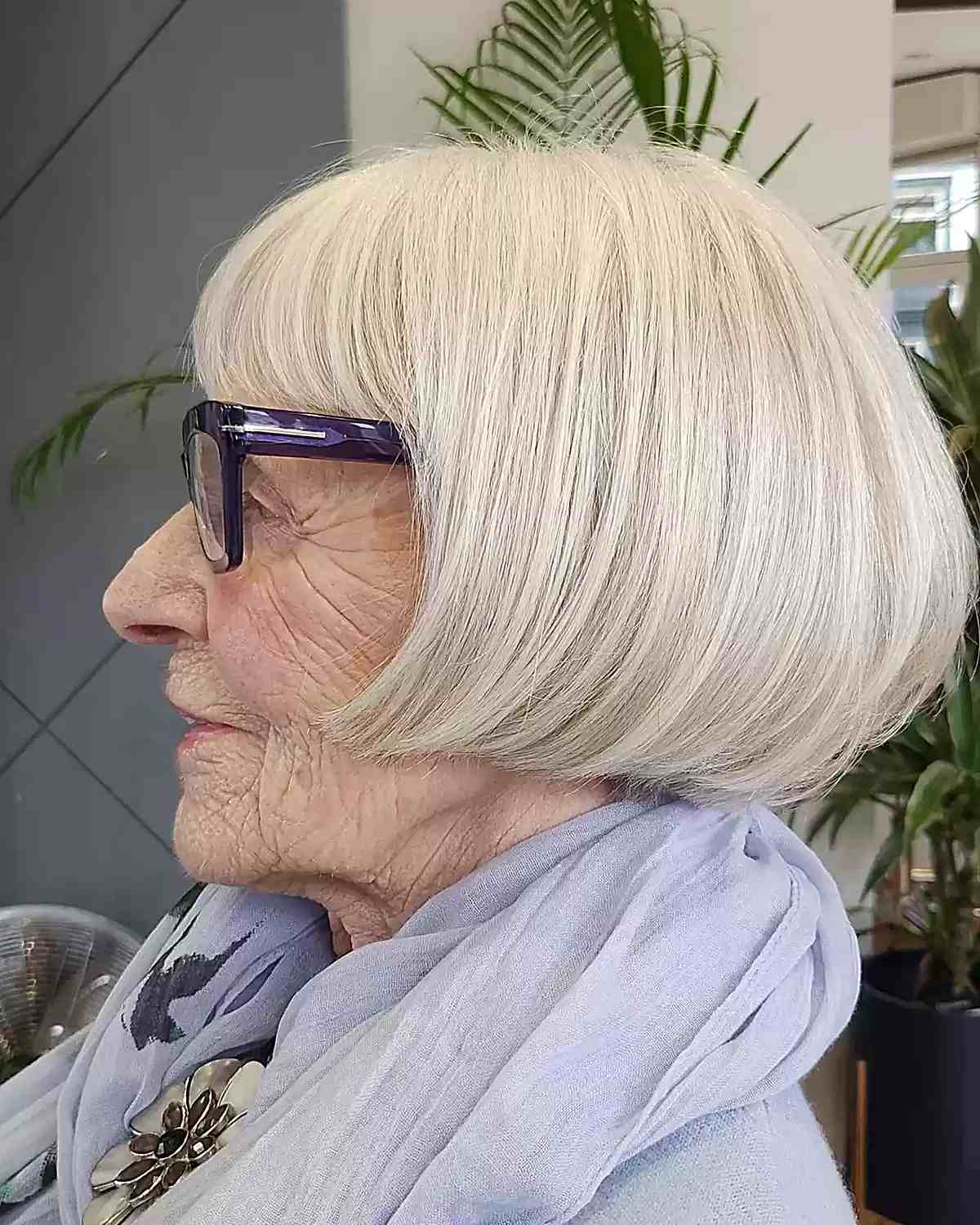Blunt Chin Length Bob With Blunt Bangs — Simple Haircuts for Older Women