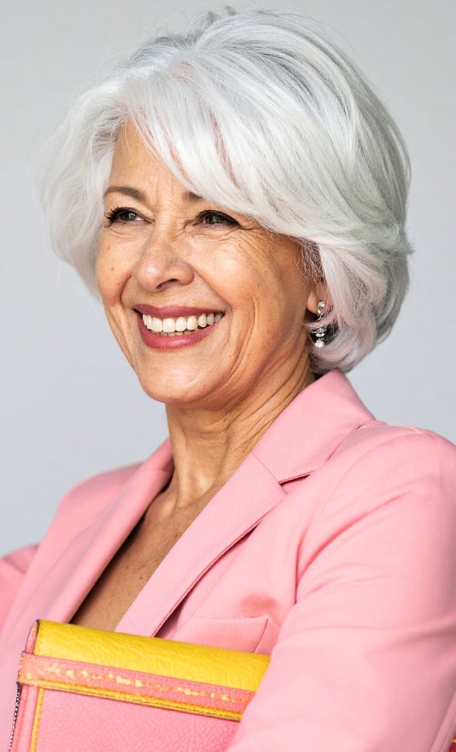 Platinum Blonde Textured Short Pixie Back View — Simple Haircuts for Older Women