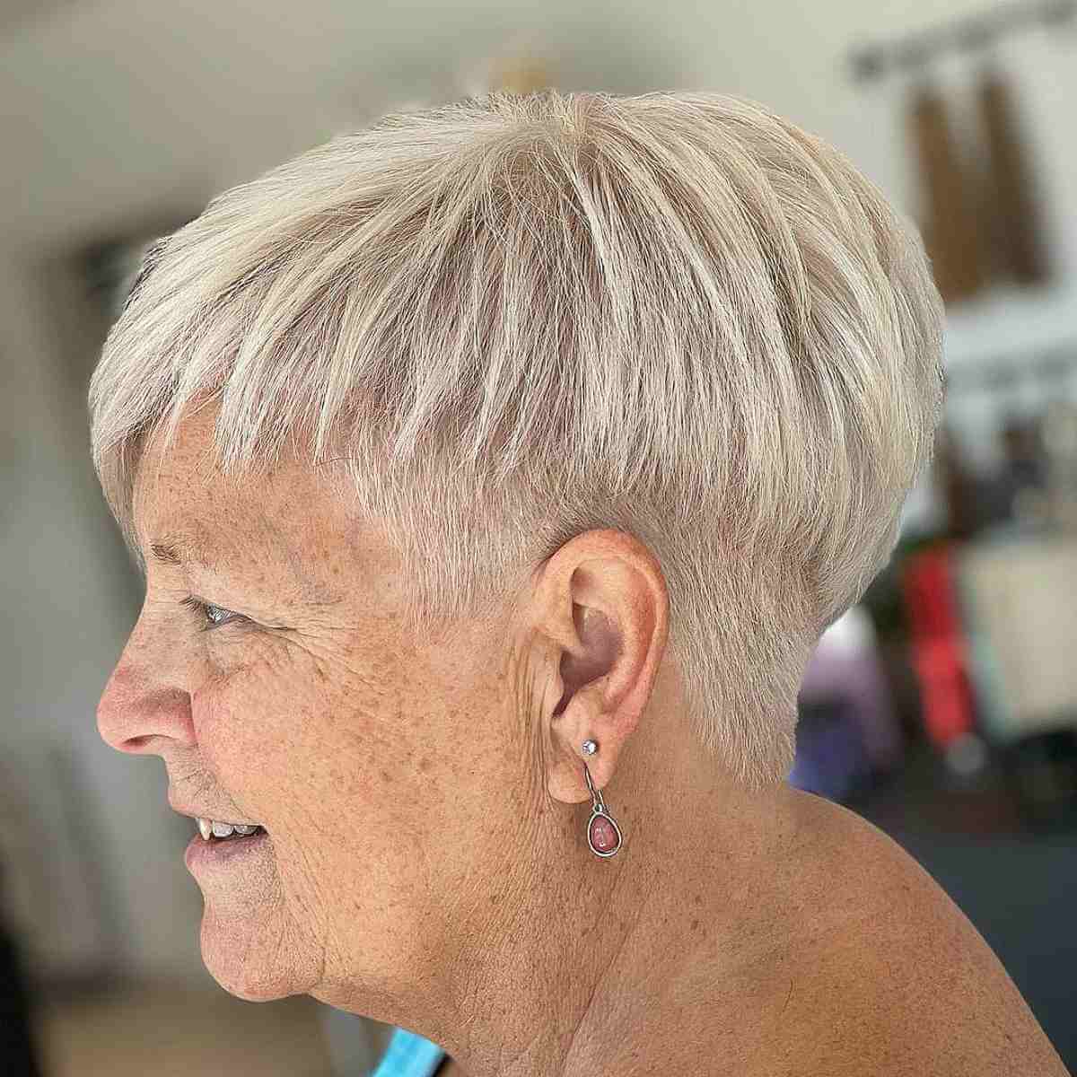 Light Blonde Pixie With Textured Top — Simple Haircuts for Older Women