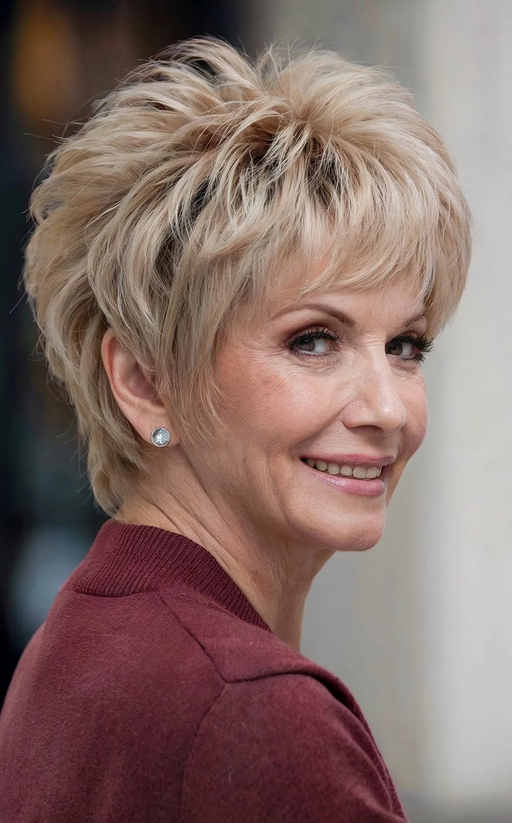 Chin Length Silver Grey Shag With Choppy Layers — Simple Haircuts for Older Women