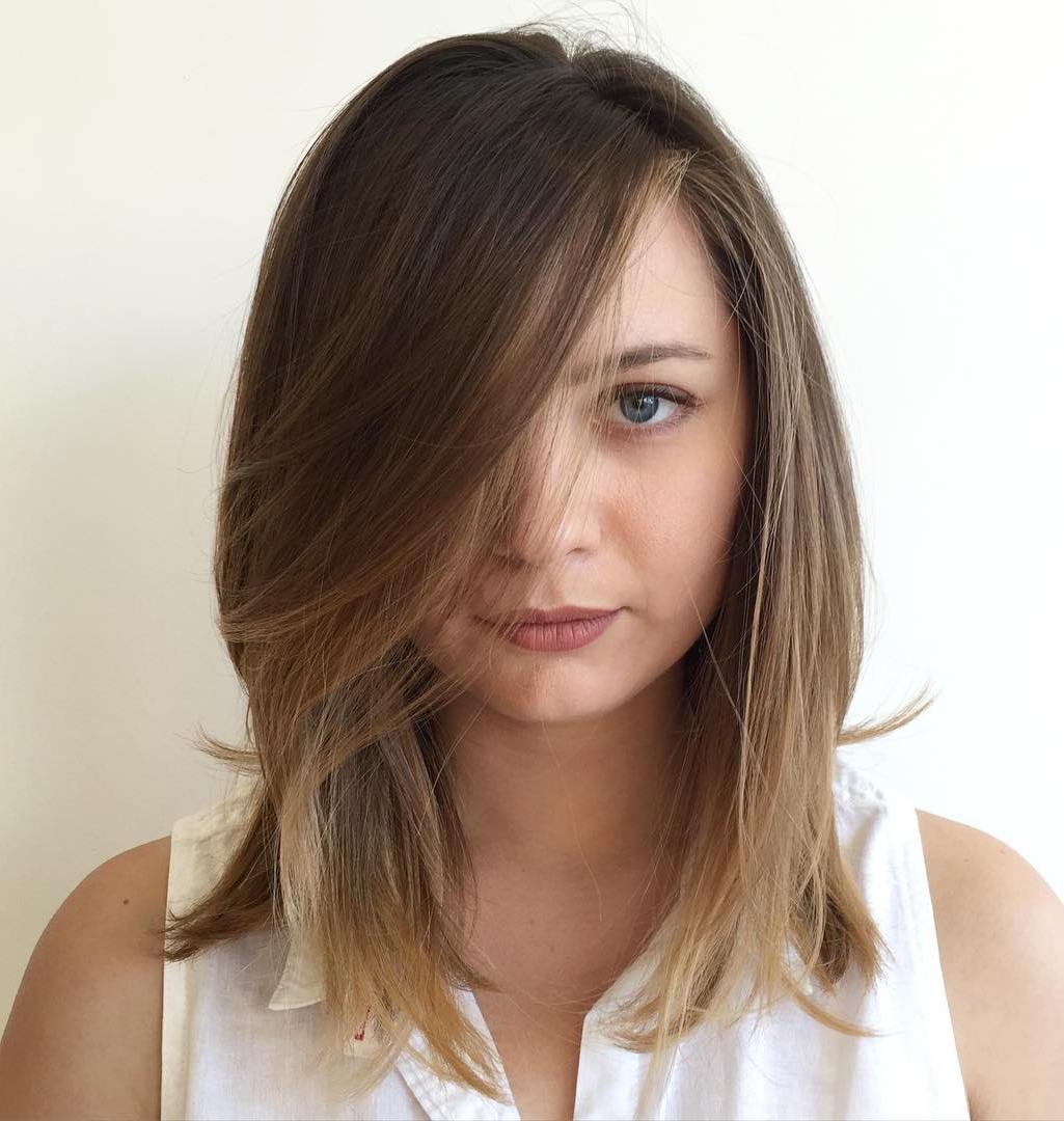 Collarbone Lob With Balayage — Simple Haircuts for Thin Hair