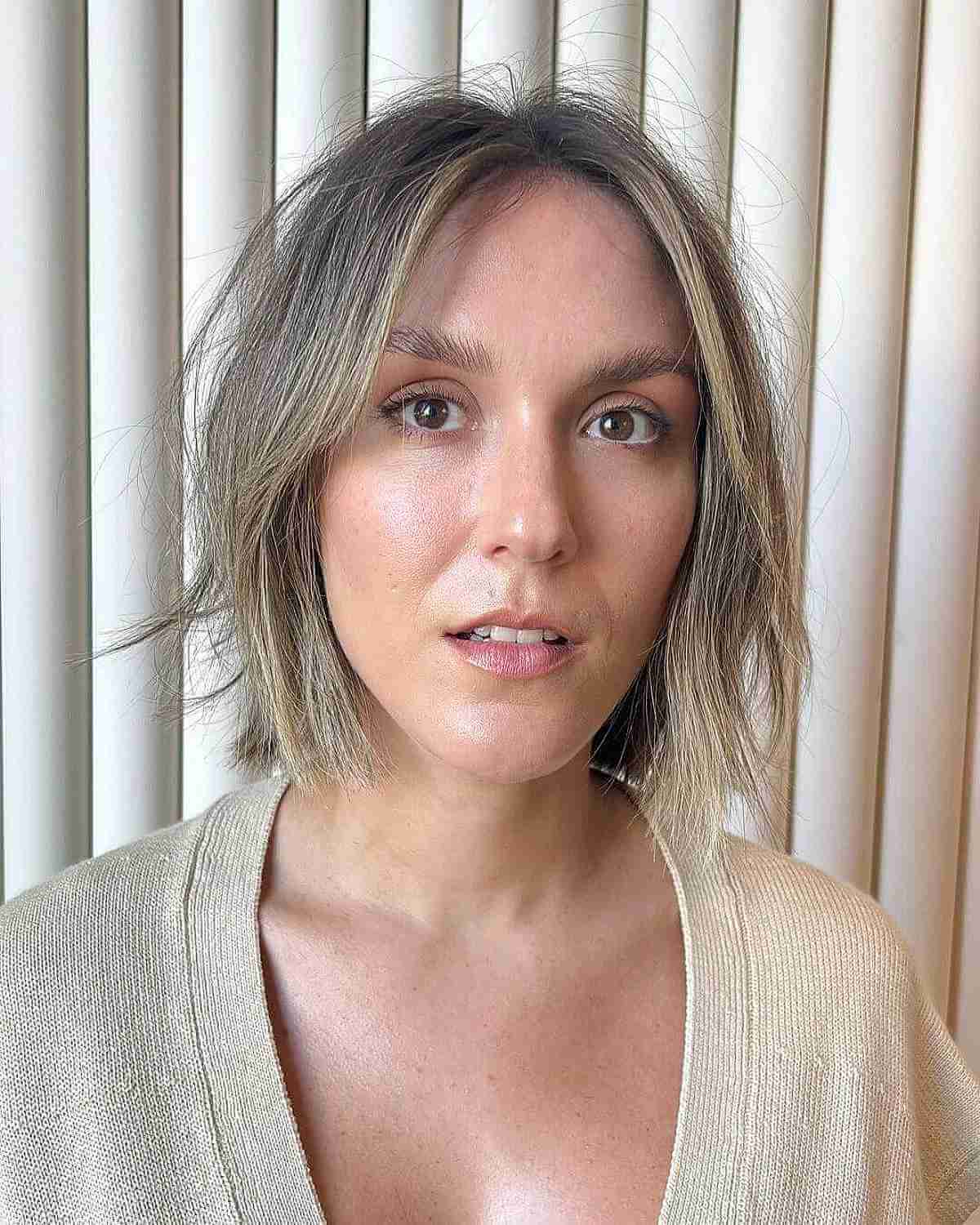 Ash Blonde Bob With Textured Ends Ash Blonde Bob With Textured Ends — Simple Haircuts for Thinning Hair