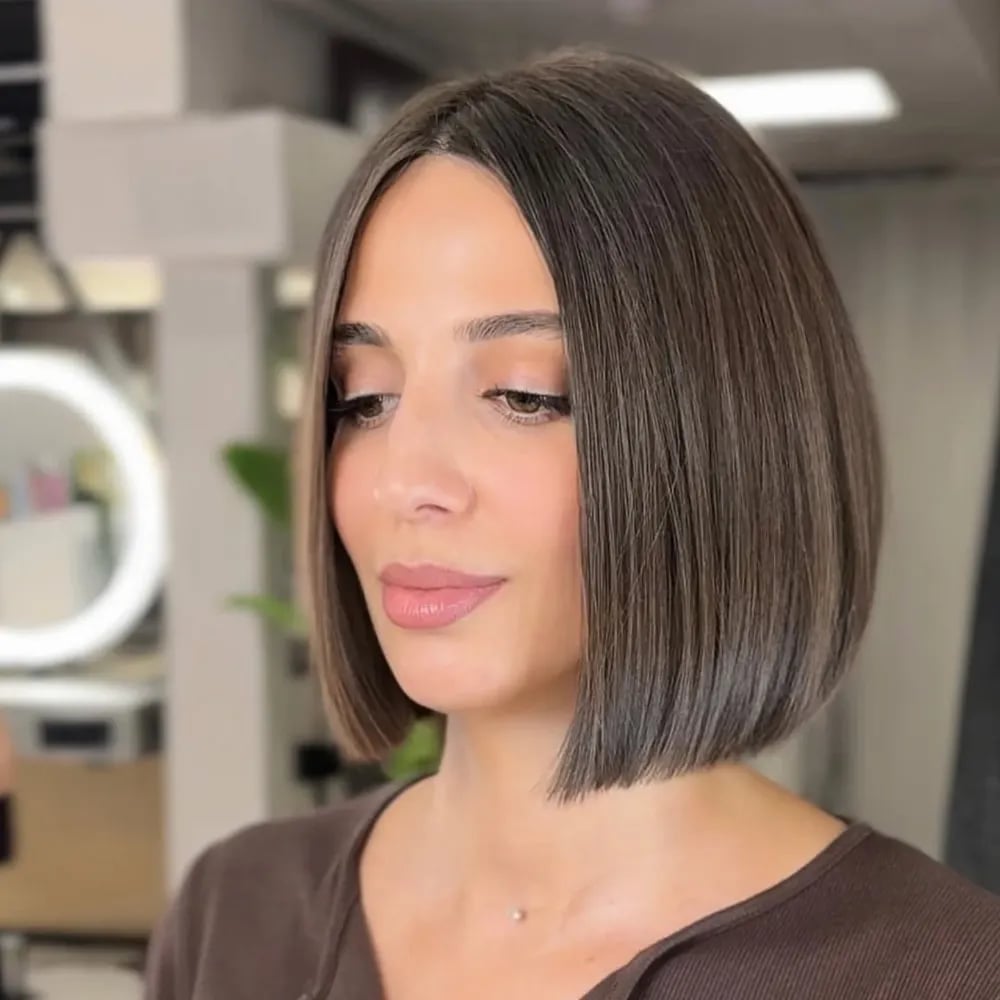 Chin Length Black Bob Sharp And Blunt, Close-Up Take — Simple Haircuts for Women