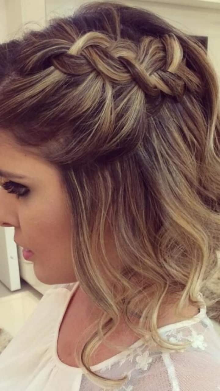 Dark Blonde Bob With Crown Braid — Simple Hairstyles for Short Hairs.