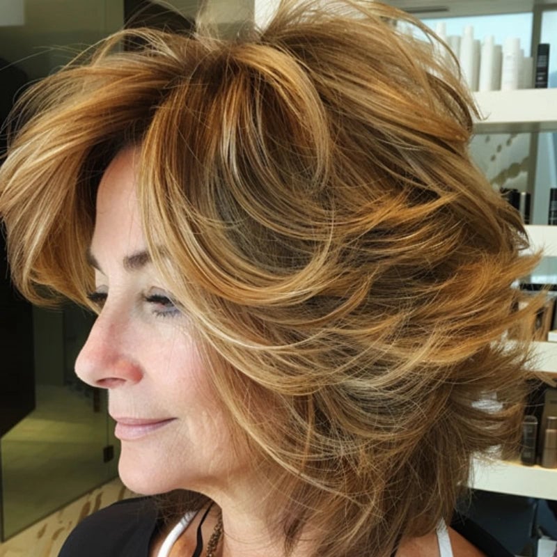 Shag With Honey Blonde Highlights — Simple Hairstyles for Women over 60