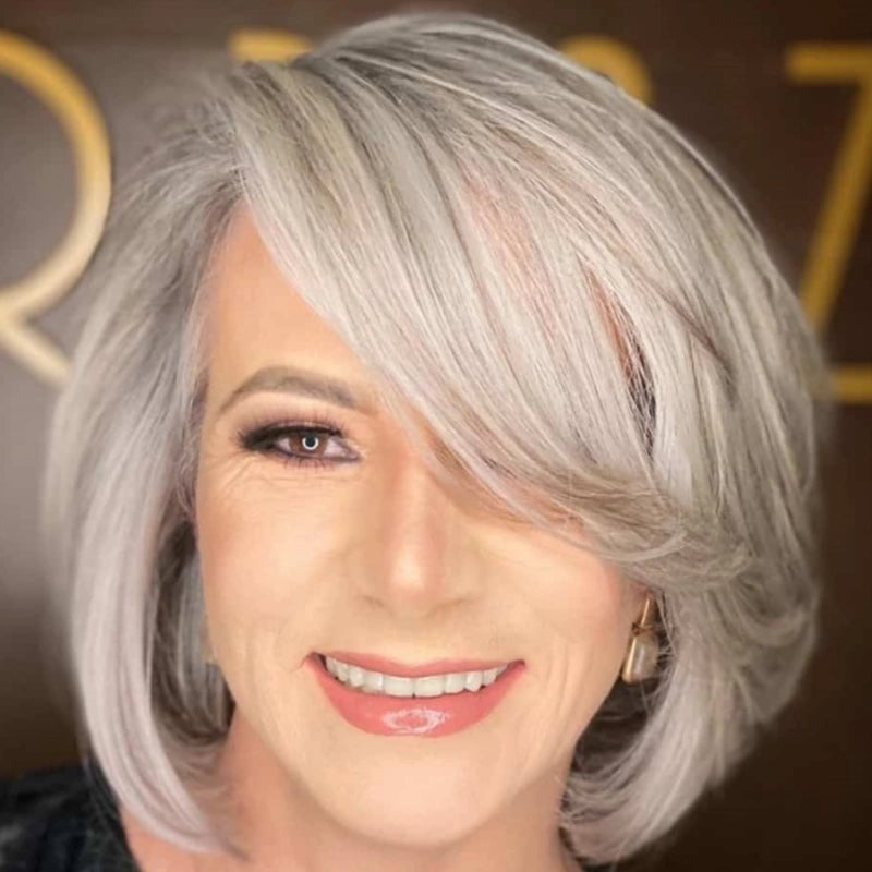 Collarbone Bob With Asymmetrical Bangs — Simple Hairstyles for Women over 60