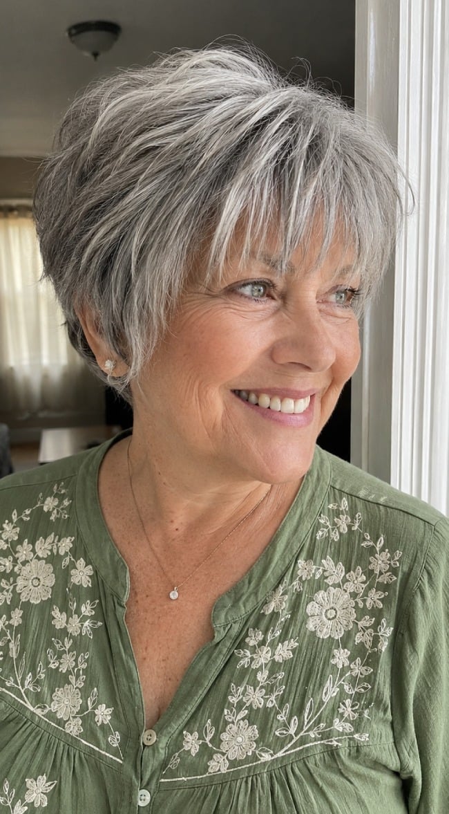 Textured Pixie With Wispy Bangs — Simple Hairstyles for Women over 60