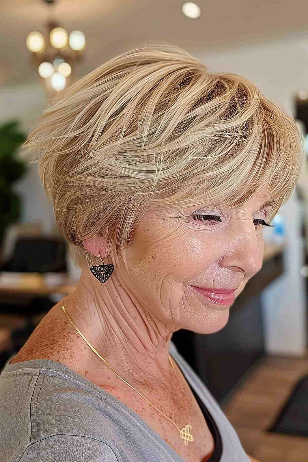Layered Pixie With Light Blonde Highlights — Simple Hairstyles for Women over 60