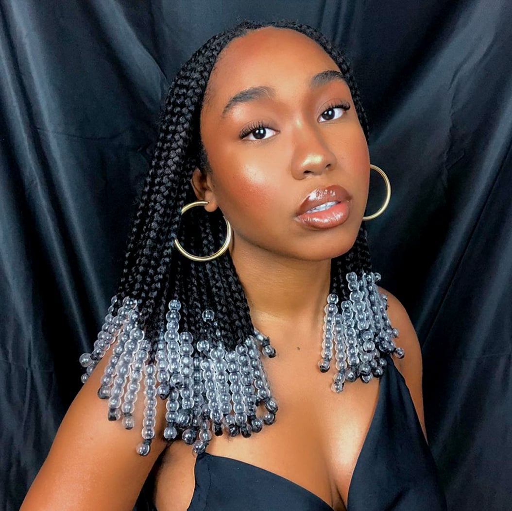 Shoulder Length Braids with Large Clear Beads — Simple Hairstyles with Beads