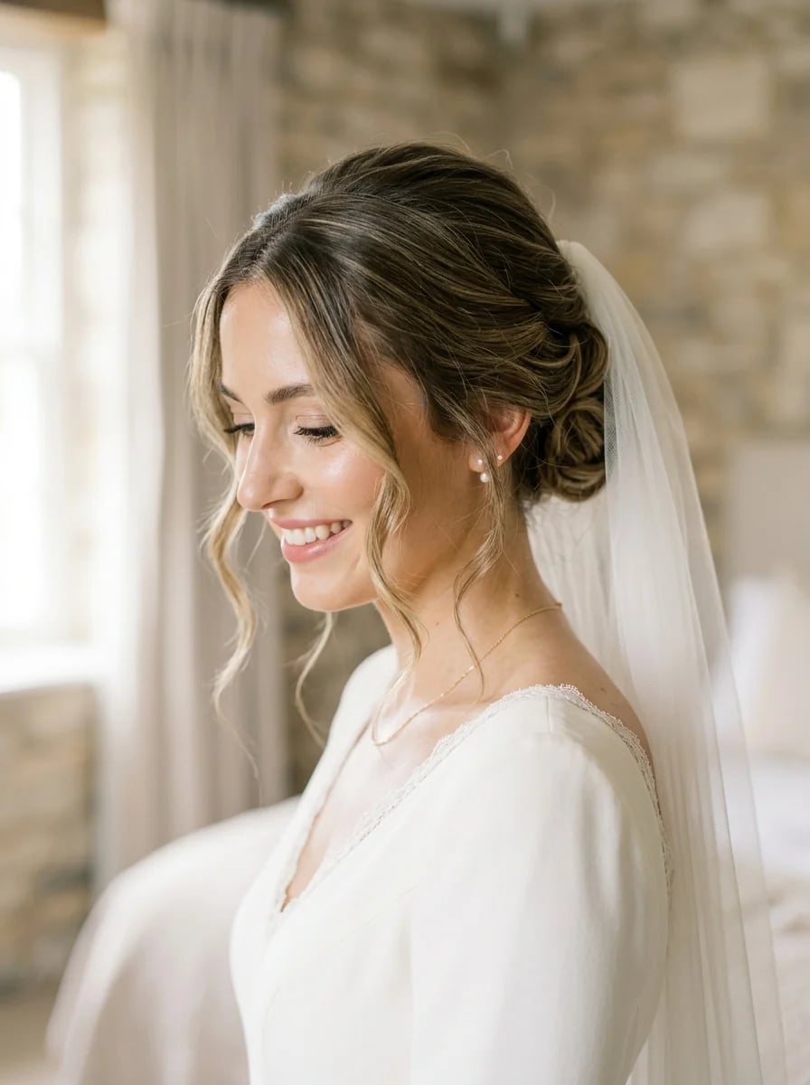 Voluminous Blonde Waves With Side Part — Simple Hairstyles with Veil