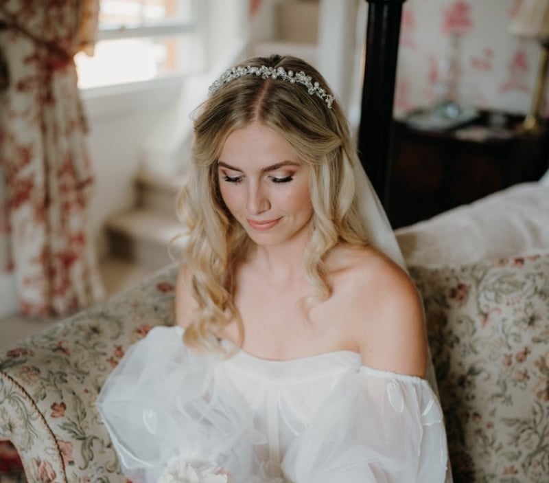 Long Ash Blonde Loose Waves With Accessory — Simple Hairstyles with Veil