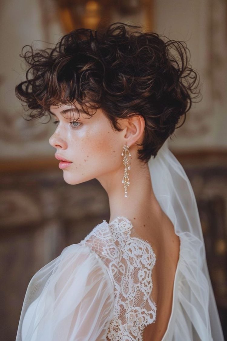Textured Curly Pixie Cut With Veil — Simple Hairstyles with Veil