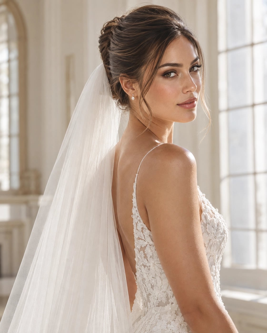 Low Bun With Face Framing Wisps And Veil — Simple Hairstyles with Veil