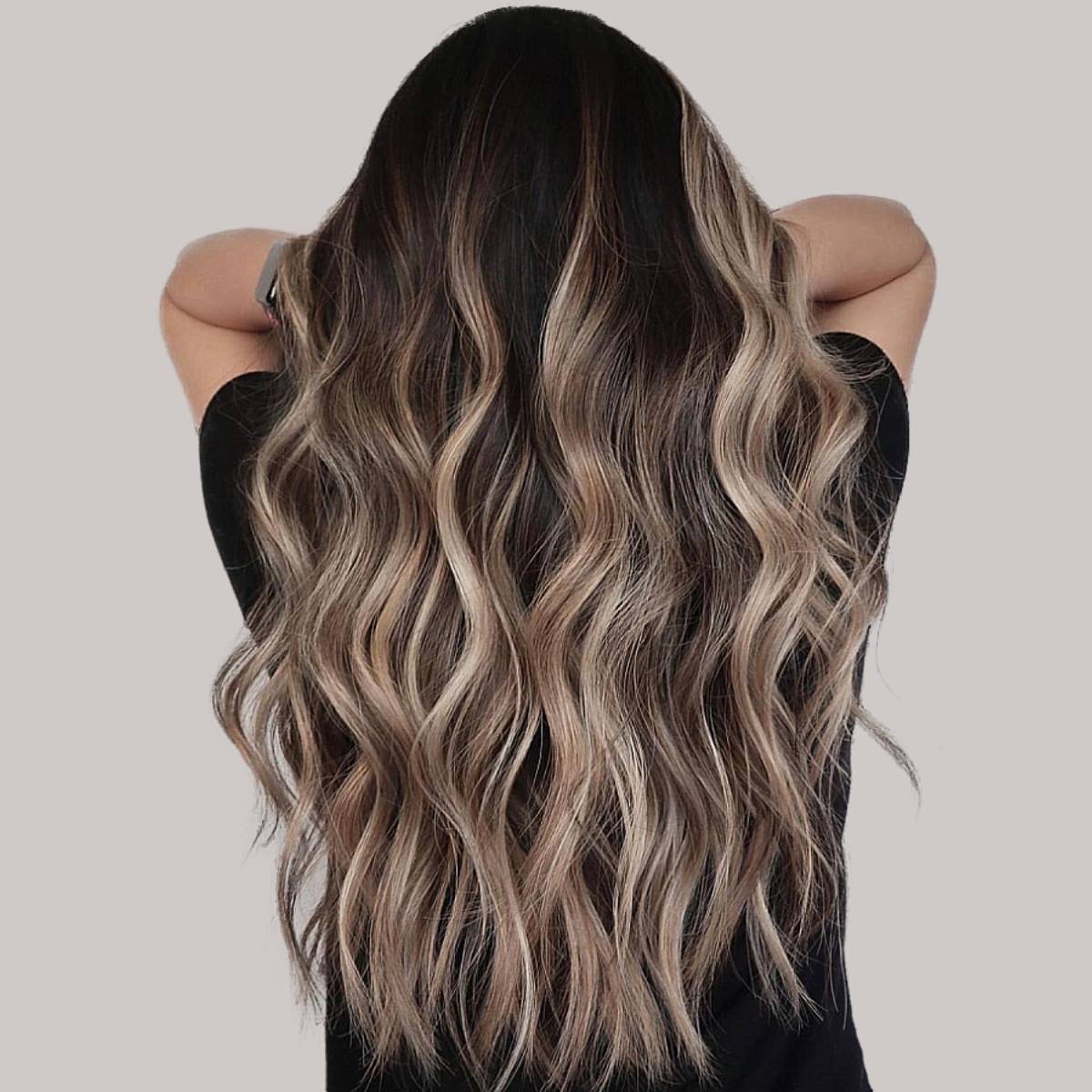 Back View Mid-Back Dark Blonde With Lighter Blonde Highlights — Simple Highlights