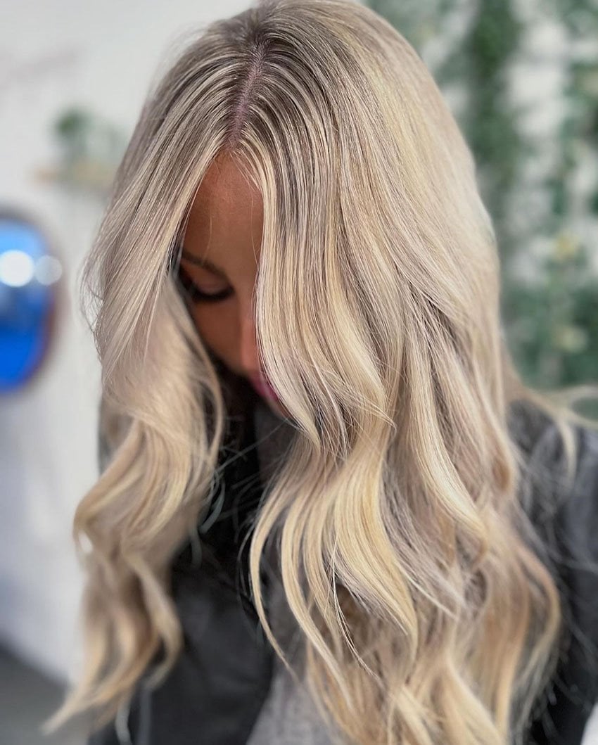 Mid-Back Platinum Blonde With Lighter Blonde Highlights — Simple Highlights