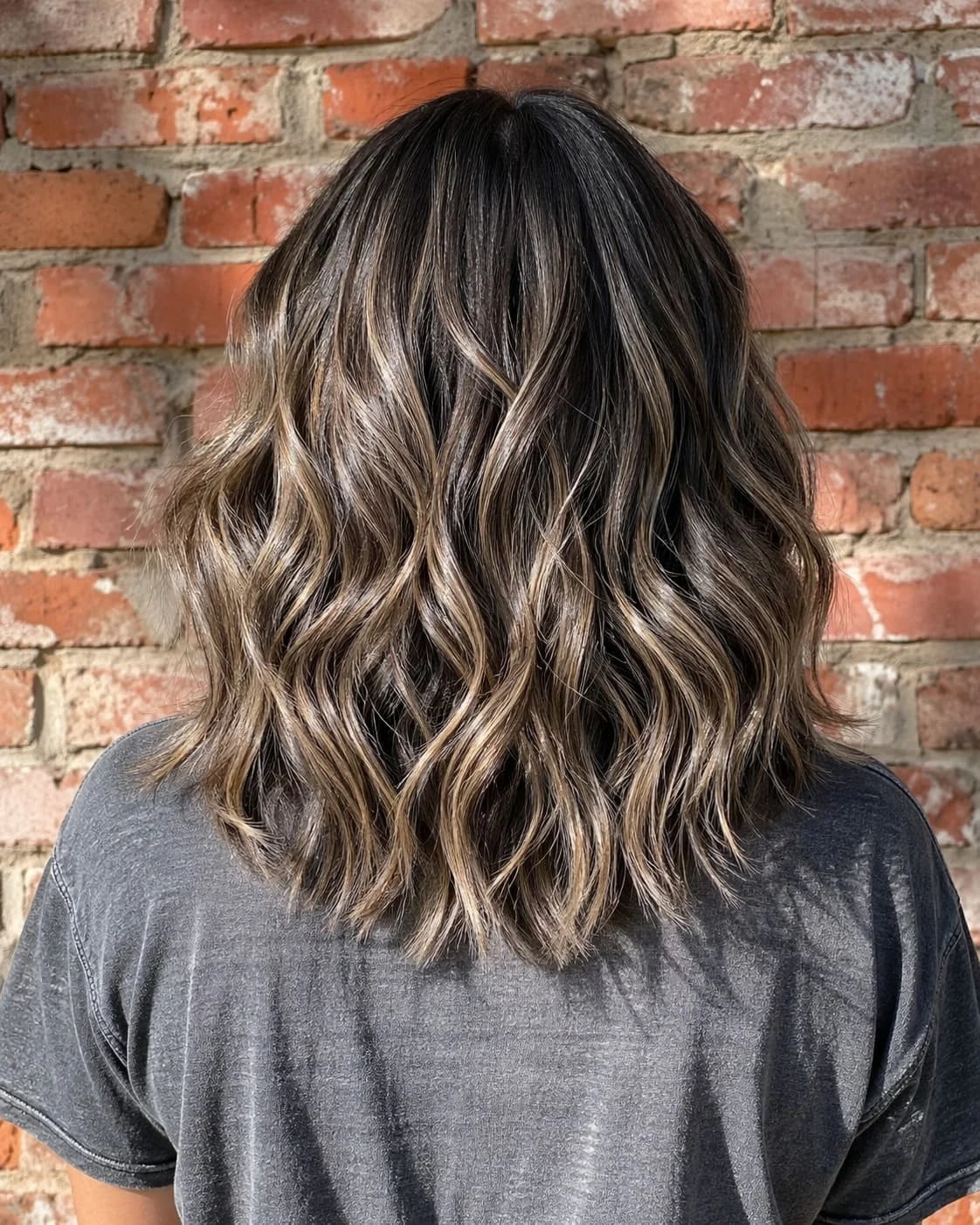 Mid-Back Dark Brown With Sun-Kissed Blonde Highlights — Simple Highlights on Dark Hair