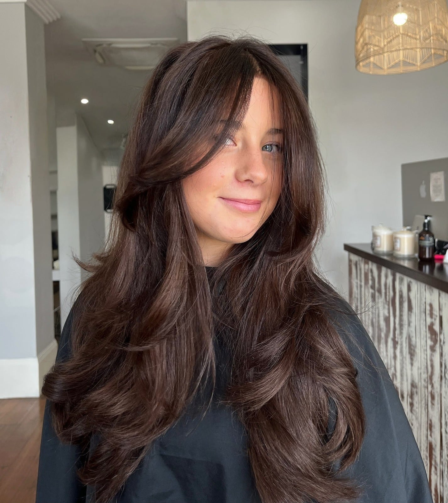 Collarbone Chocolate With Lighter Brown Highlights — Simple Highlights on Dark Hair