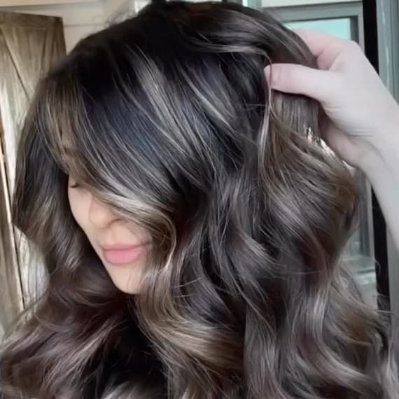 Mid-Back Dark Brown With Distinct Blonde Highlights — Simple Highlights on Dark Hair