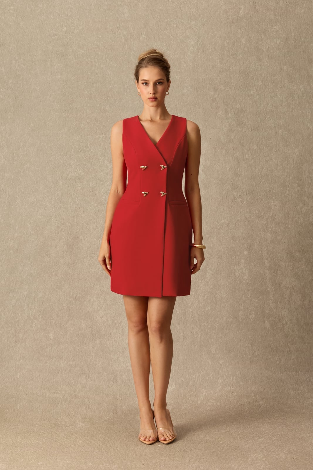 Red A-Line Double-Breasted Dress — Simple Iconic Dresses