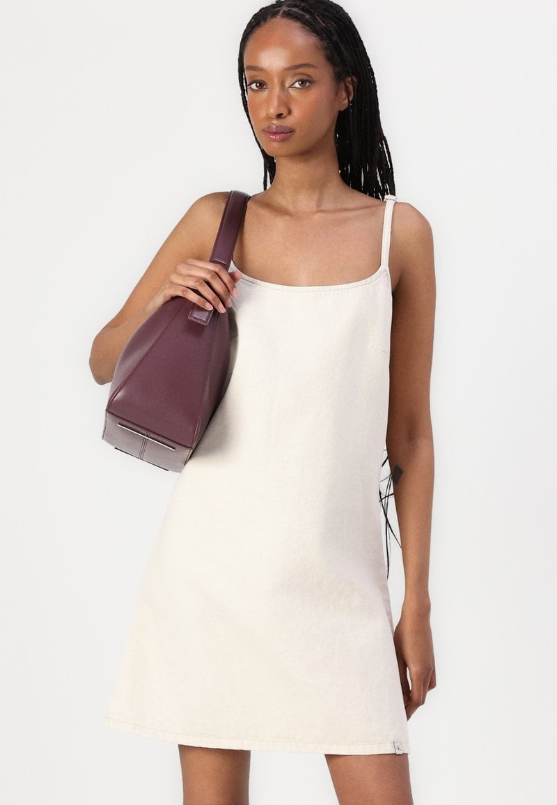 Light Blue Denim Shift Mini Dress — Simple Iconic Dresses
