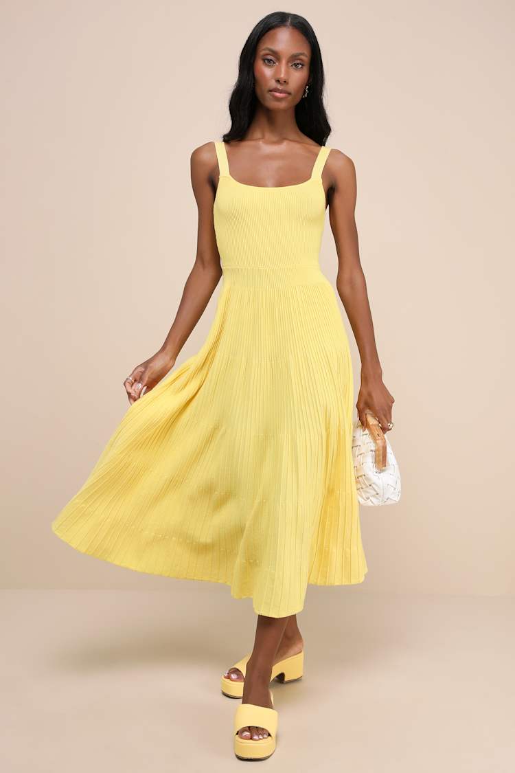 Bright Yellow Knit Midi Dress — Simple Iconic Dresses