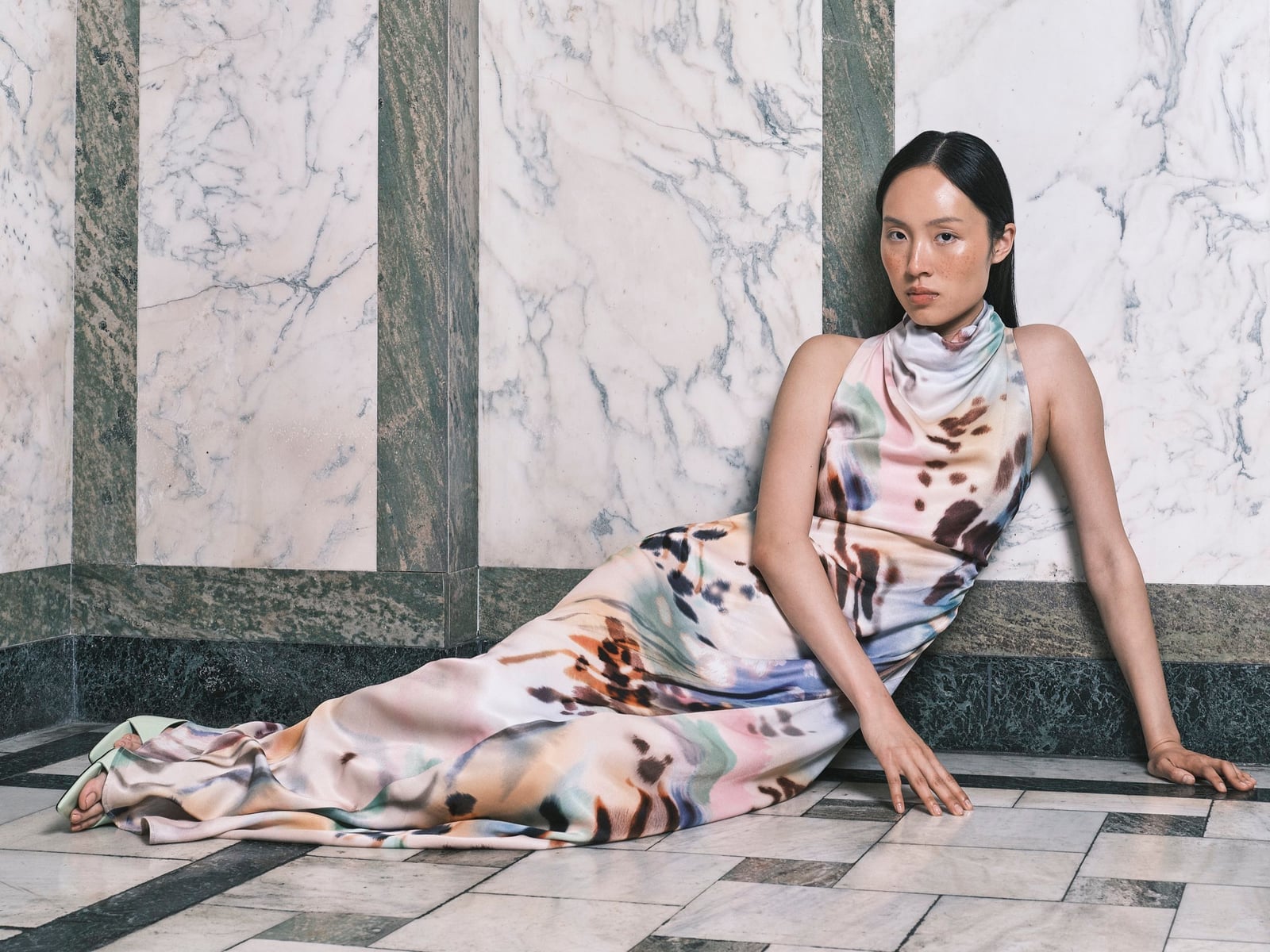 Multi-Colored Satin Halter Dress — Simple Iconic Dresses