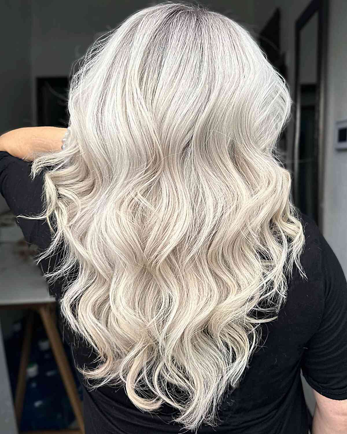 Mid-Back Icy Blonde With Dimension Mid-Back Icy Blonde With Dimension — Simple Icy Blonde