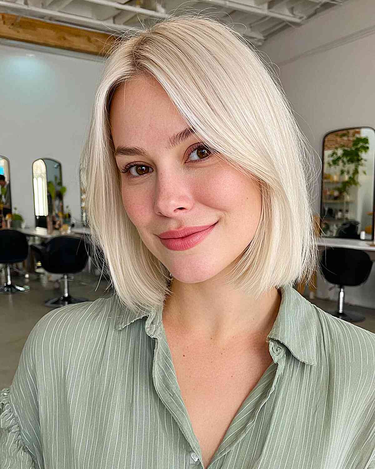 Chin Length Icy Blonde Bob Chin Length Icy Blonde Bob — Simple Icy Blonde