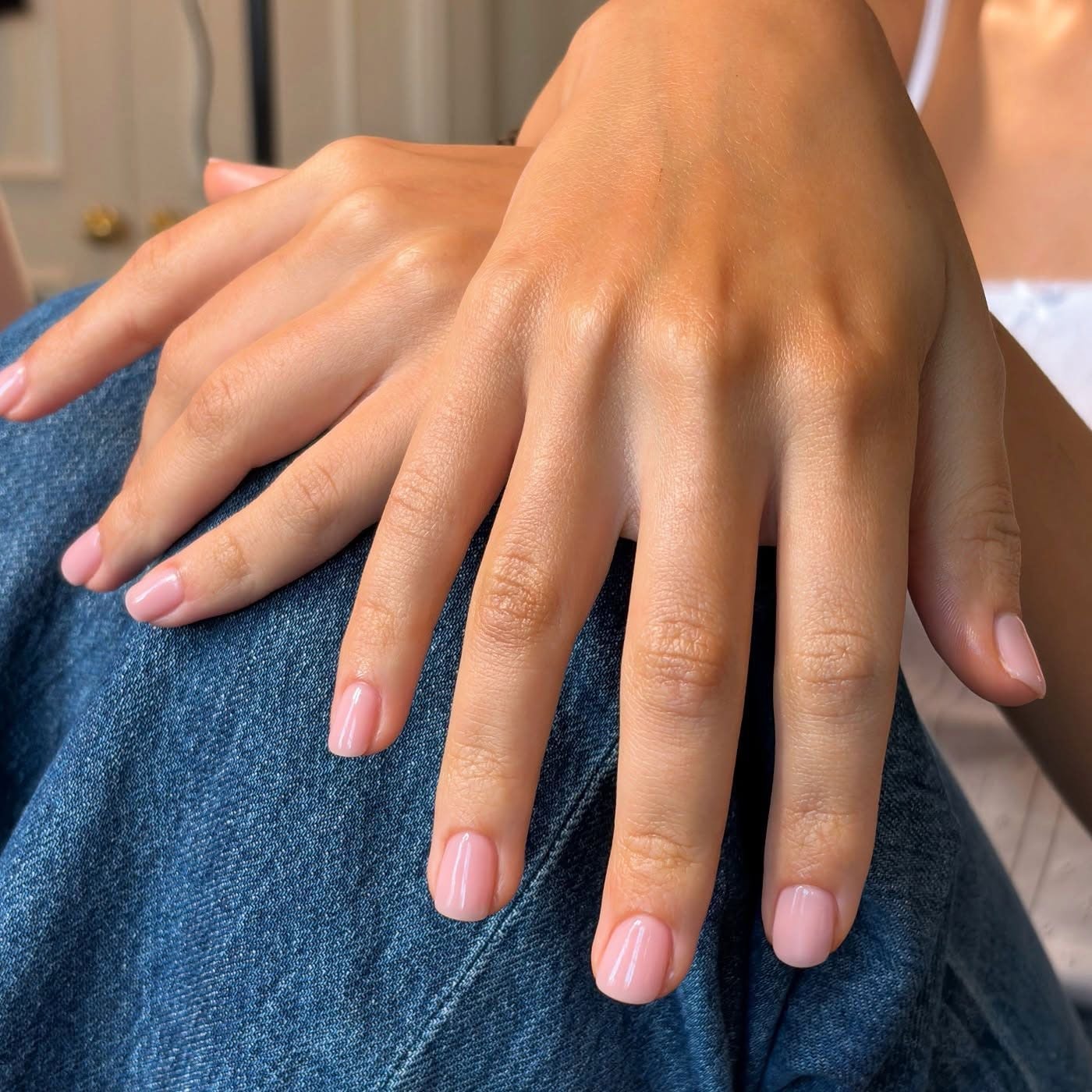 Short Almond Sheer Milky Pink Nails Short Almond Sheer Milky Pink Nails — Simple Japan Nails
