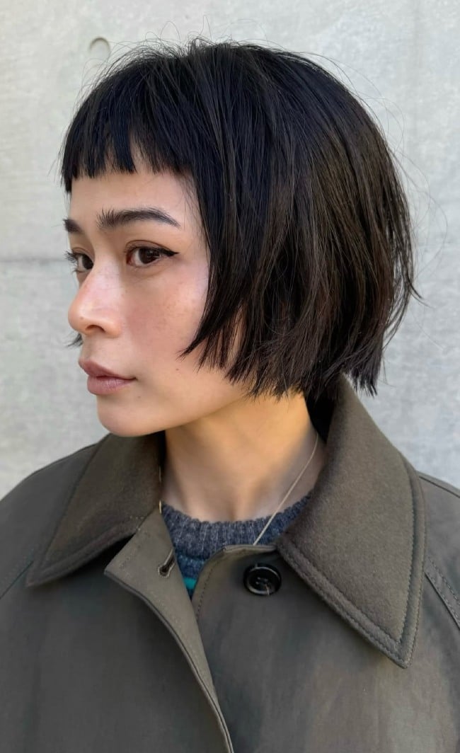 Ear Length Bixie Bob With Micro Bangs — Simple Japanese Hair