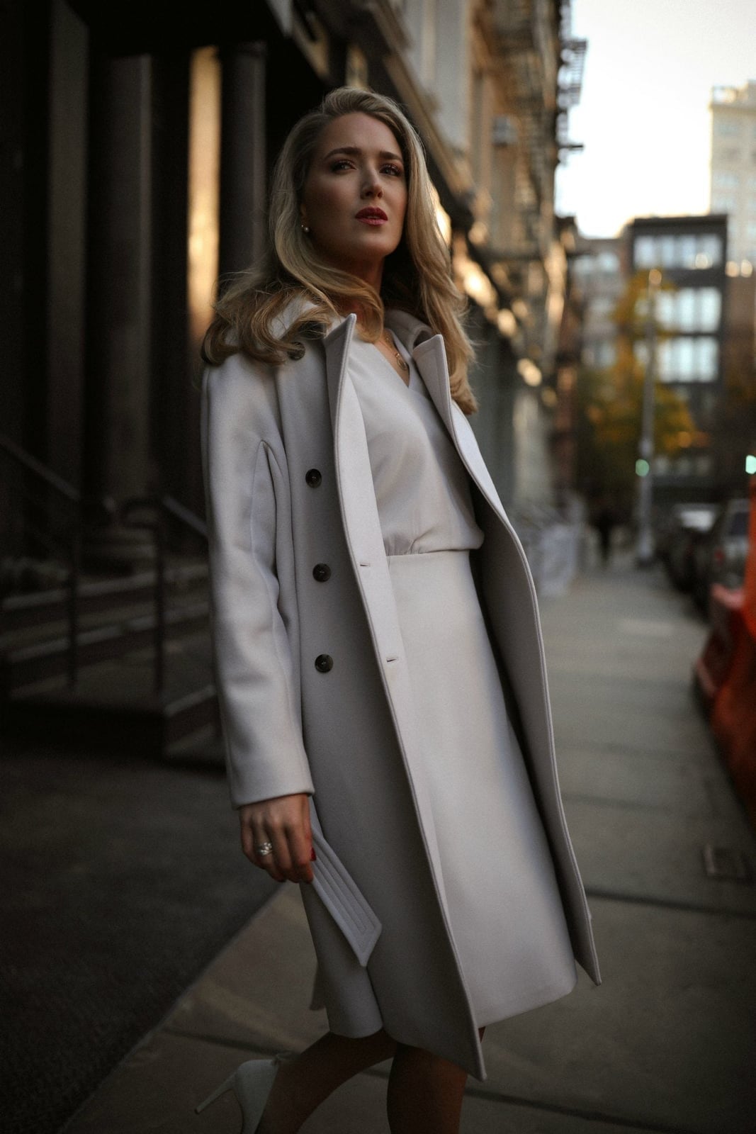 Monochromatic Light Grey Coat Dress Monochromatic Light Grey Coat Dress — Simple Job Interview Outfits