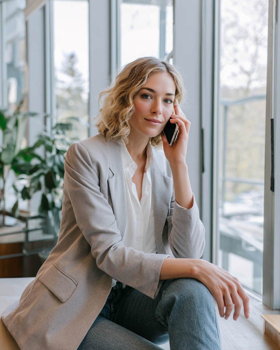 Light Grey Textured Blazer with White Blouse Light Grey Textured Blazer with White Blouse — Simple Job Interview Outfits