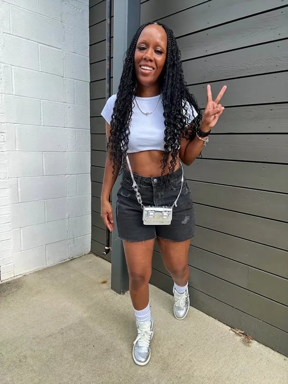 Black Denim Shorts and Silver High-Top Jordans Black Denim Shorts and Silver High-Top Jordans — Simple Jordans Outfits