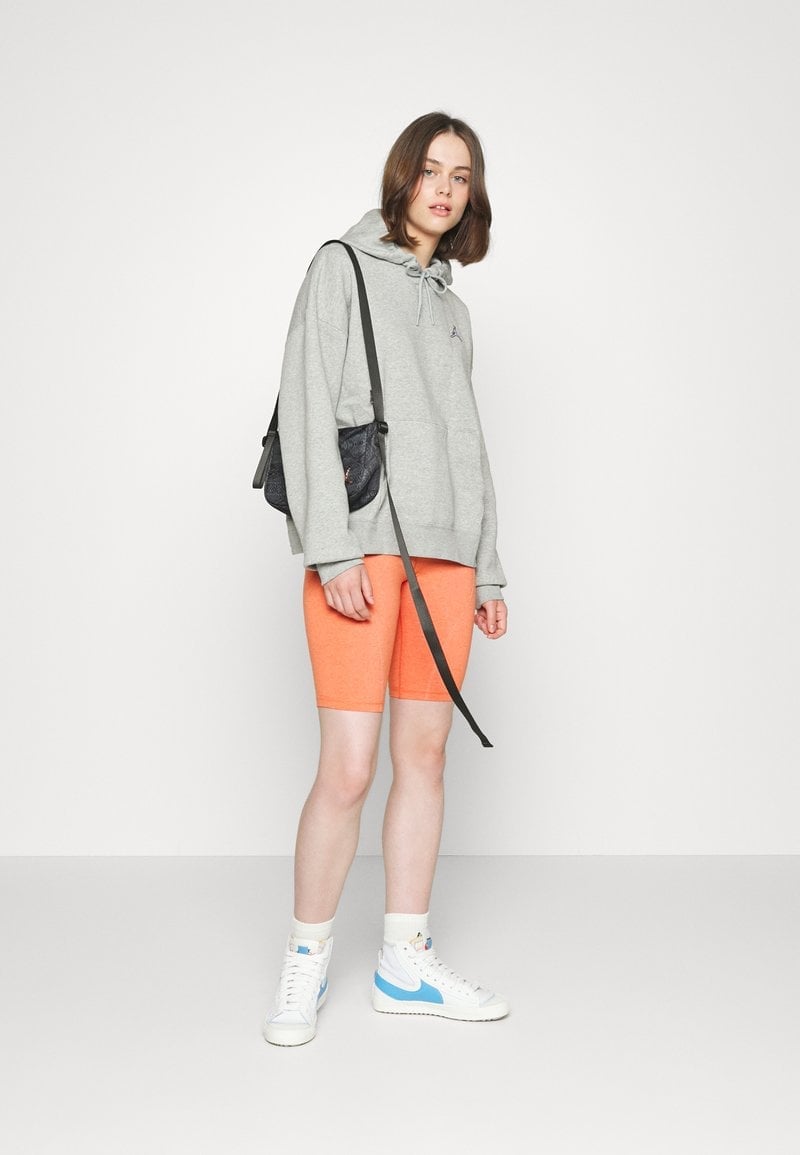 Orange Bike Shorts and Grey Hoodie with Jordans Orange Bike Shorts and Grey Hoodie with Jordans — Simple Jordans Outfits