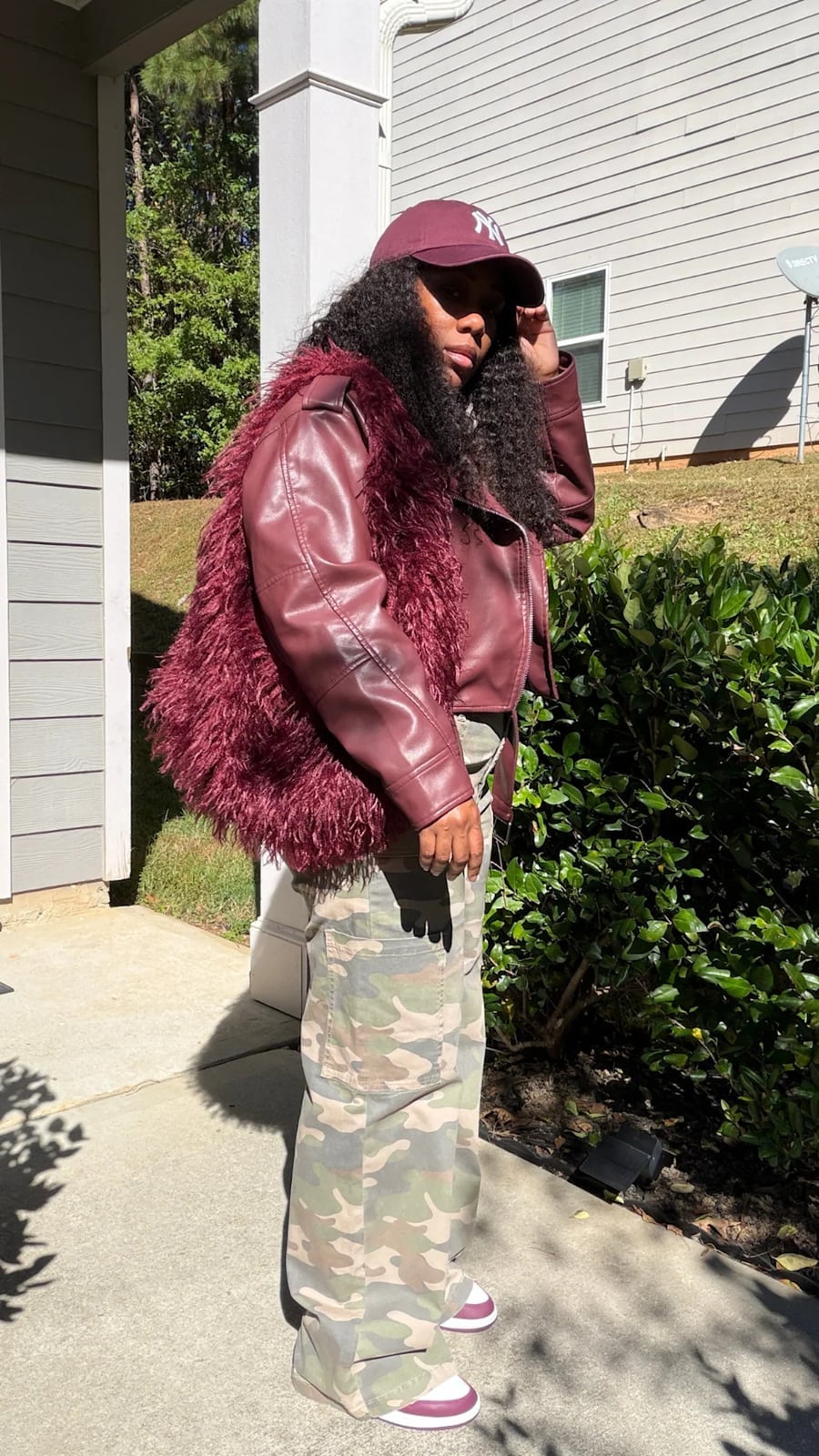 Jordans with Camouflage Pants and Faux Fur Vest Jordans with Camouflage Pants and Faux Fur Vest — Simple Jordans Outfits