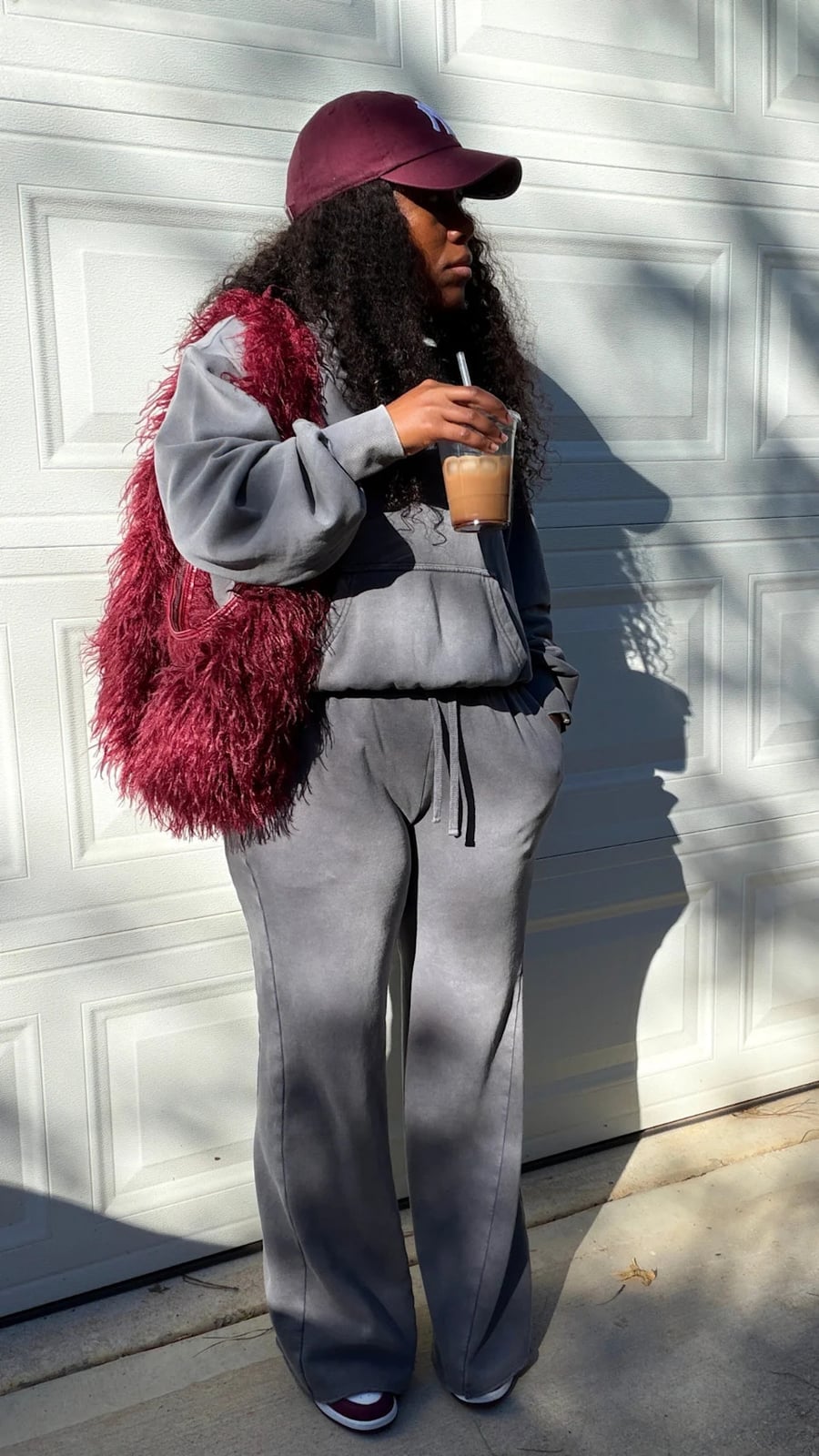 Grey Sweat Set and Maroon Jordans Grey Sweat Set and Maroon Jordans — Simple Jordans Outfits