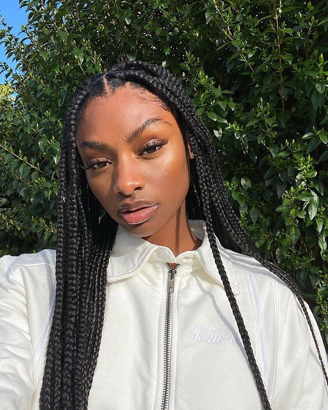 Thick Dark Brown Box Braids With Wavy Ends — Simple Jumbo Braids