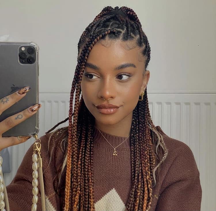 Mid-Back Black Jumbo Braids With Wavy Ends — Simple Jumbo Braids