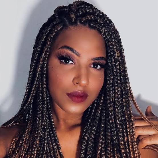 Mid-Back Black Jumbo Box Braids Uniform, Straight — Simple Jumbo Braids
