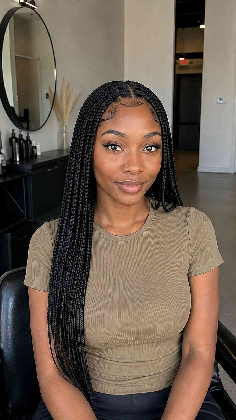 Collarbone Length Dark Brown Braids Collarbone Length Dark Brown Braids — Simple Knotless Box Braids