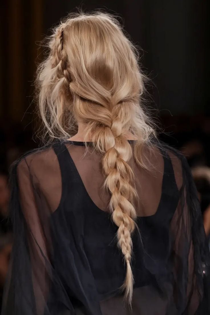 Thick Textured Blonde Mid-Back Braid — Simple Large Braids