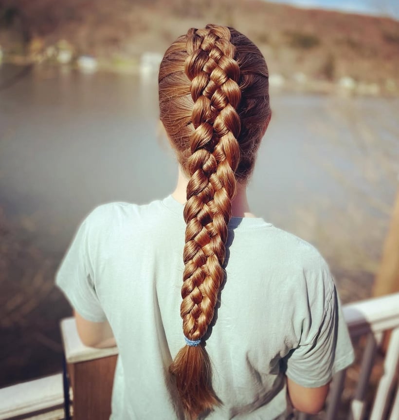 Auburn Three-Strand Braid — Simple Large Braids