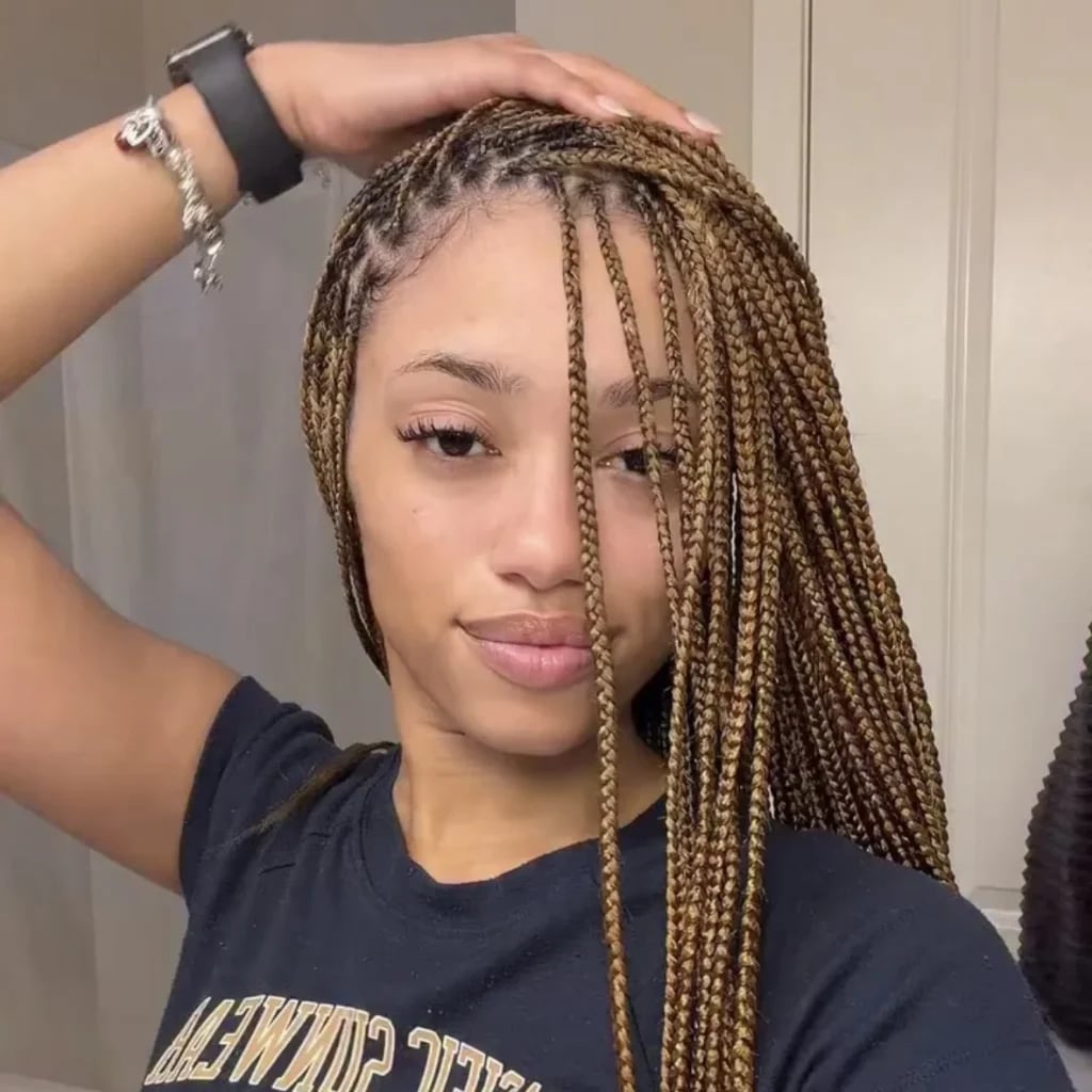 Collarbone Length Light Brown Knotless Box Braids Collarbone Length Light Brown Knotless Box Braids — Simple Large Knotless Braids