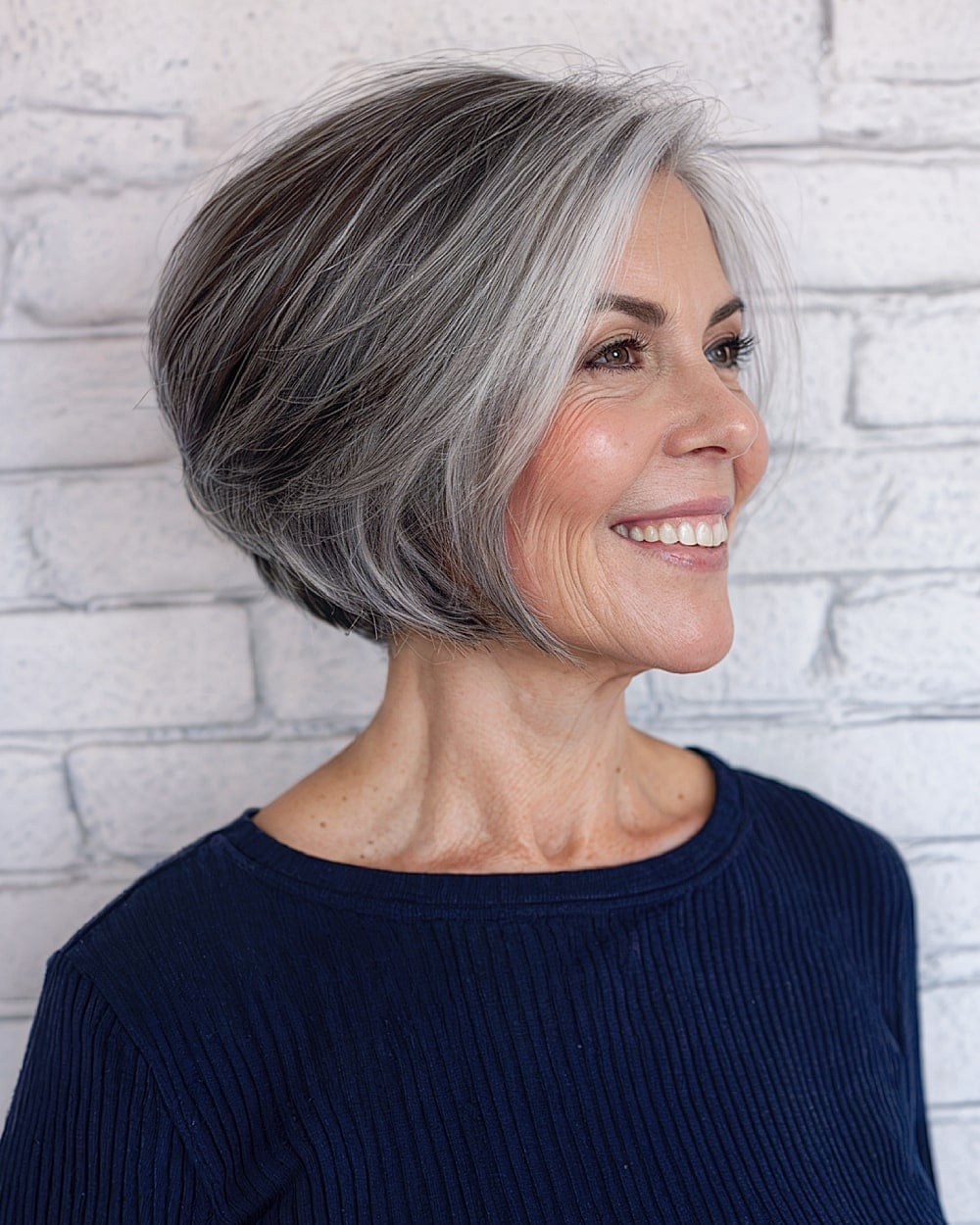 Chin Length Stacked Bob — Simple Layer Bob