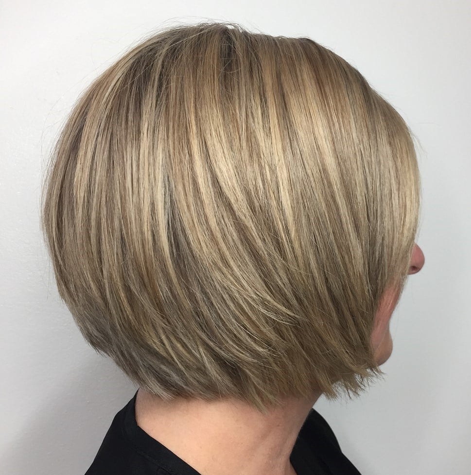 Chin Length Layered Bob Ash Blonde — Simple Layer Bob
