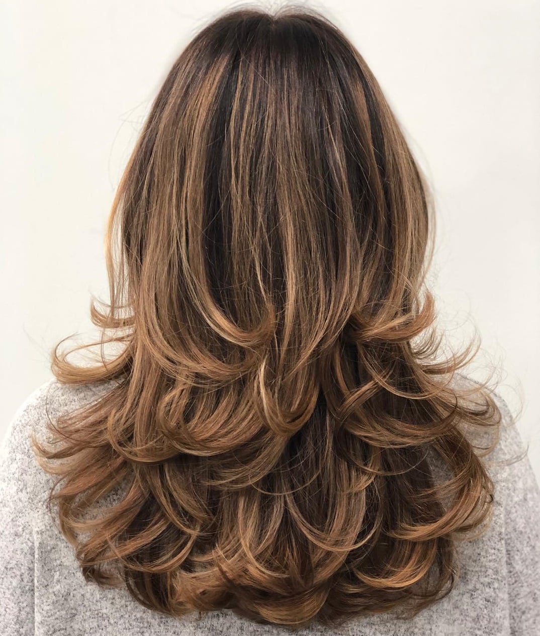 Brown With Blonde Highlights And Stacked Layers — Simple Layered Haircuts for Long Hair