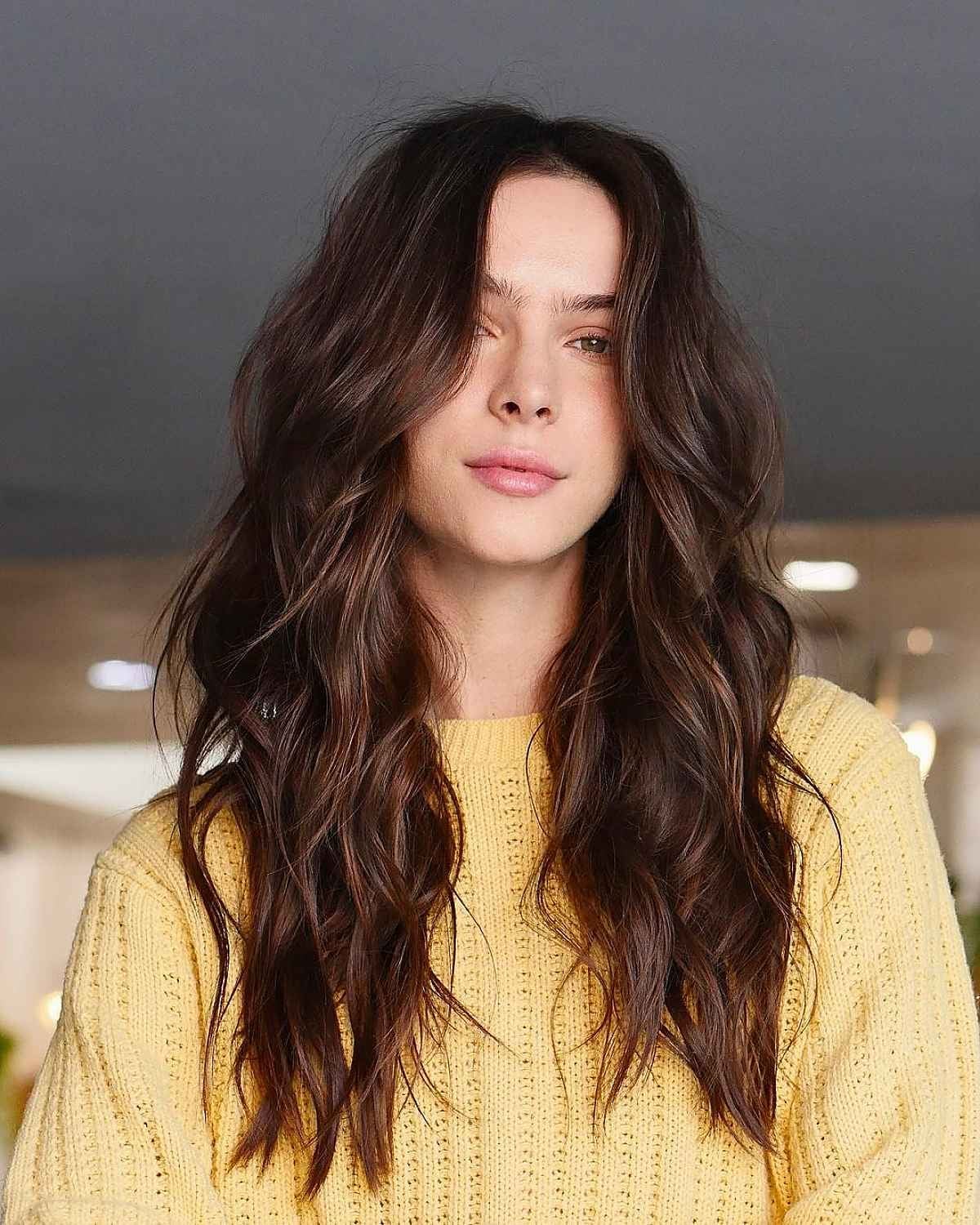 Dark Brown With Face-Framing Curtain Bangs — Simple Layered Haircuts for Long Hair