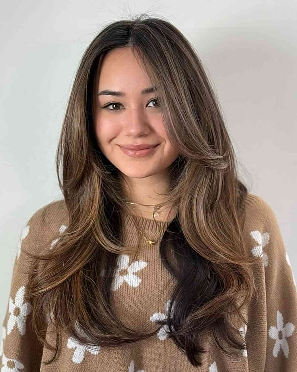 Long Dark Brown Layers With Balayage Long Dark Brown Layers With Balayage — Simple Layers Hairstyles