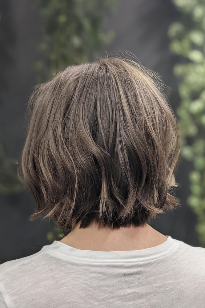 Collarbone Bob Back View Textured, Slightly Wavy — Simple Lengths Bob